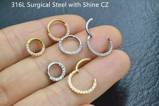 Burun Septum için 14G 16G 14k Altın Clicker Piercing 6mm 10mm Boyut
