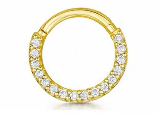 Burun Septum için 14G 16G 14k Altın Clicker Piercing 6mm 10mm Boyut