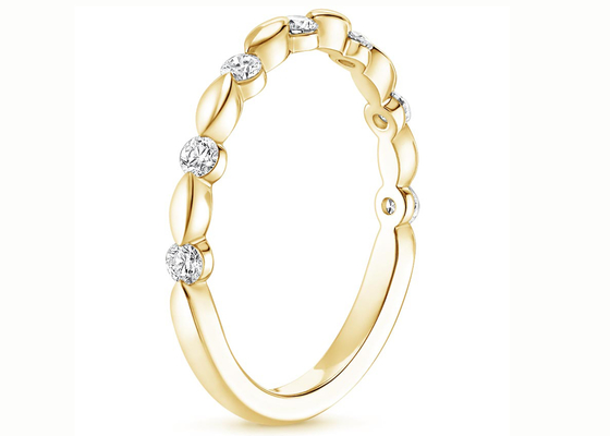 En Küçük Pırlanta 14 Ayar Sarı Altın Yüzük 2mm 7'li Taş Boyutu 0.18ct