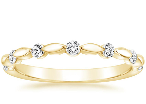 En Küçük Pırlanta 14 Ayar Sarı Altın Yüzük 2mm 7'li Taş Boyutu 0.18ct