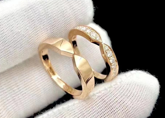 Yılan 18k Altın Pırlanta Alyans 0.30ct 3.98g ağırlık Prong Ayarı