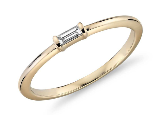 Baget Kesim 9K Altın Yüzük 2.0×4.0MM 0.11ct Ağırlık Çatalı Ayar Tipi