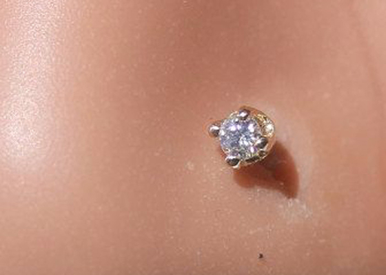 ODM 18k Rose Gold Burun Yüzük, 1.5-2.5mm Doğal Pırlantalı Burun Piercing Pimi