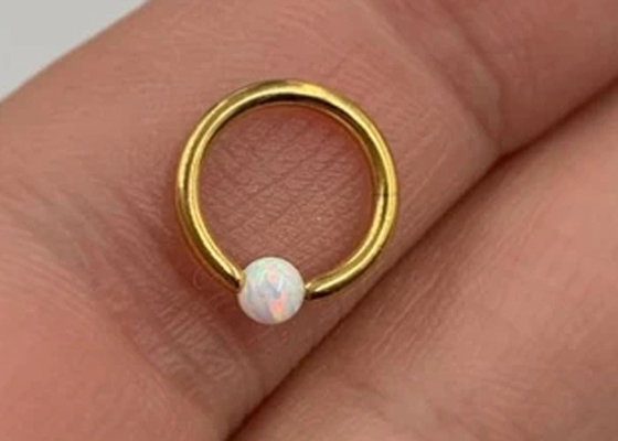 Doğal Opal İç Çap 8-12mm ile Hoop 18K Altın Burun Piercing