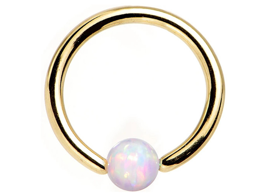 Doğal Opal İç Çap 8-12mm ile Hoop 18K Altın Burun Piercing