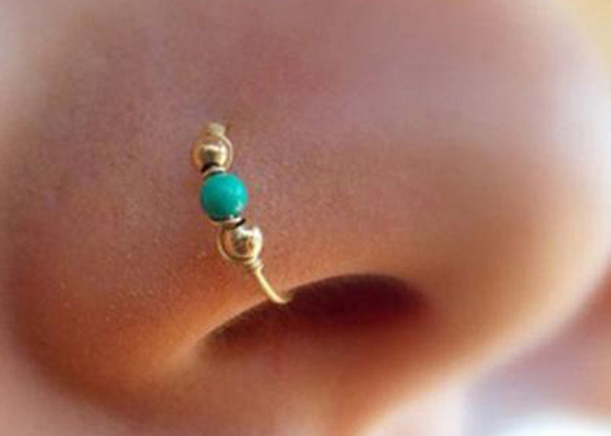 Doğal Opal İç Çap 8-12mm ile Hoop 18K Altın Burun Piercing