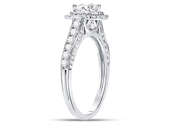 3.65g 14K Som Altın Mücevherat, 0.8ct Kare Kadın Beyaz Altın Pırlanta Yüzük