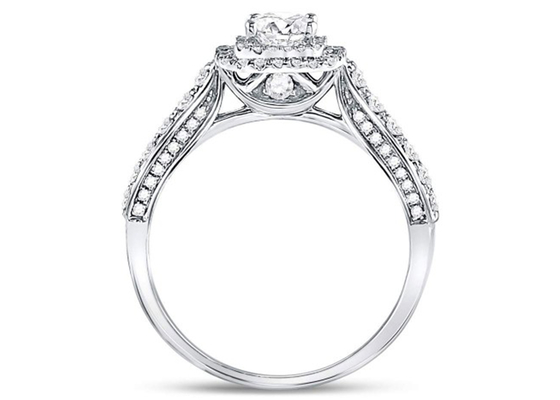 3.65g 14K Som Altın Mücevherat, 0.8ct Kare Kadın Beyaz Altın Pırlanta Yüzük