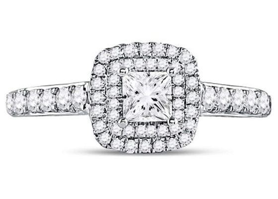 3.65g 14K Som Altın Mücevherat, 0.8ct Kare Kadın Beyaz Altın Pırlanta Yüzük