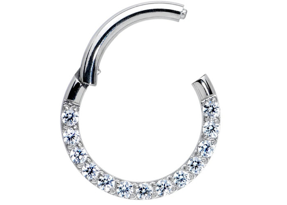 0.1ct Pırlanta Tragus Piercing Yüzük, Beyaz Altın Burun Halkası İç Çap 8-15mm