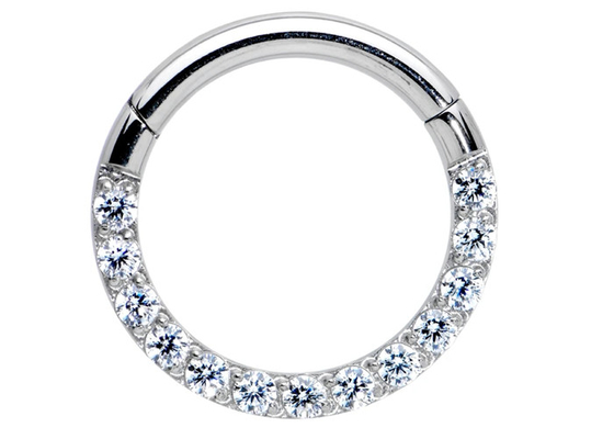 0.1ct Pırlanta Tragus Piercing Yüzük, Beyaz Altın Burun Halkası İç Çap 8-15mm