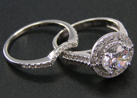 1.25 Ct Yuvarlak Halo Alyans Nişan Prong Ayar Tipi için OEM Setleri