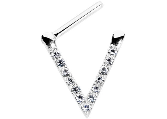 0.1ct 1.3mm Pırlantalı OEM Üçgen Beyaz Altın Septum Yüzük