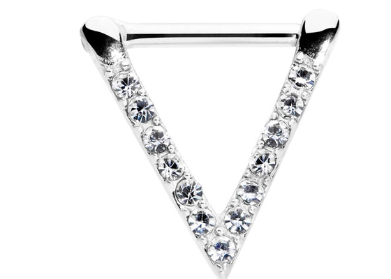 0.1ct 1.3mm Pırlantalı OEM Üçgen Beyaz Altın Septum Yüzük