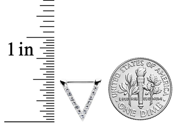 0.1ct 1.3mm Pırlantalı OEM Üçgen Beyaz Altın Septum Yüzük