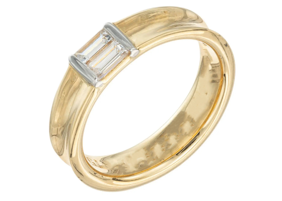 0.58ct 6x4MM Tek Taş 14K Solit Altın Mücevher Pırlanta Alyans
