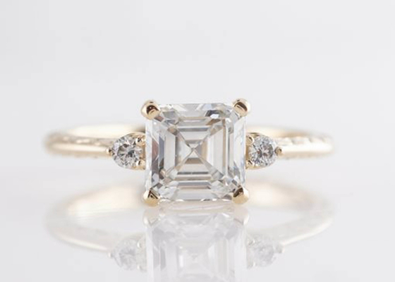 14K Rose Gold Asscher Kesim Pırlanta Nişan Yüzüğü 1.29ct Klasik Stil