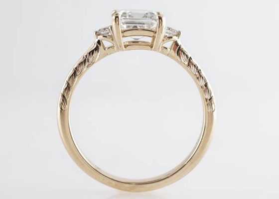 14K Rose Gold Asscher Kesim Pırlanta Nişan Yüzüğü 1.29ct Klasik Stil