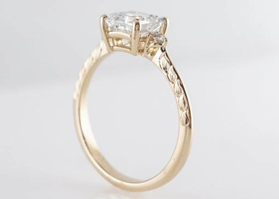 14K Rose Gold Asscher Kesim Pırlanta Nişan Yüzüğü 1.29ct Klasik Stil