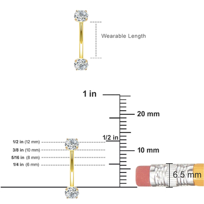 16g Pırlanta Altın Vücut Piercing Takı Yüzük 10mm 8mm Boyut Göbek Düğmesi için