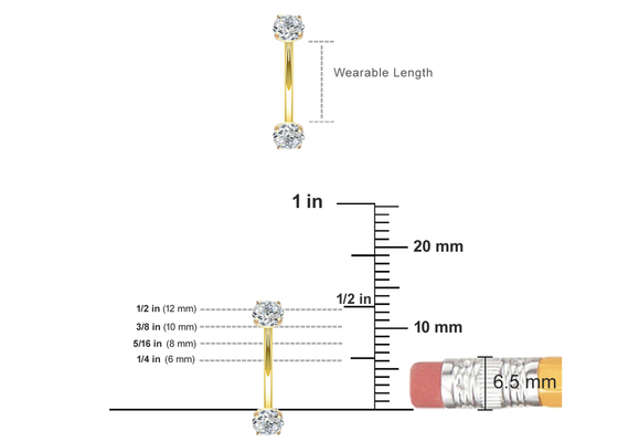 16g Pırlanta Altın Vücut Piercing Takı Yüzük 10mm 8mm Boyut Göbek Düğmesi için