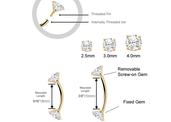 16g Pırlanta Altın Vücut Piercing Takı Yüzük 10mm 8mm Boyut Göbek Düğmesi için