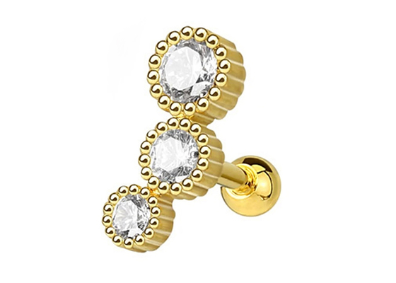 Kıkırdak Tragus Dia için Steril Altın Vücut Piercing Takı Küpe 3 × 3mm ODM