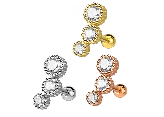 Kıkırdak Tragus Dia için Steril Altın Vücut Piercing Takı Küpe 3 × 3mm ODM