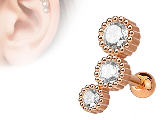 Kıkırdak Tragus Dia için Steril Altın Vücut Piercing Takı Küpe 3 × 3mm ODM