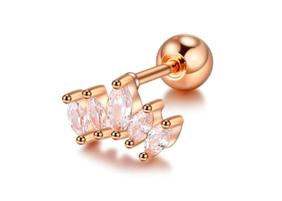16g Taç Şekli Altın Vücut Piercing Takı Küpe Mq Pırlantalı 6mm Uzunluk