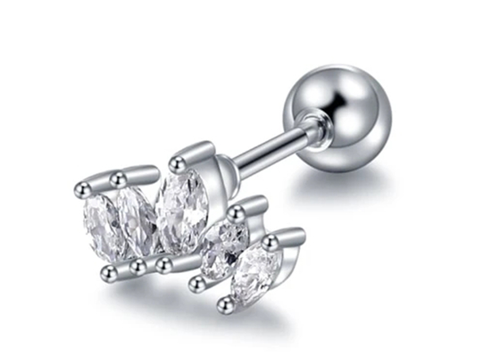 16g Taç Şekli Altın Vücut Piercing Takı Küpe Mq Pırlantalı 6mm Uzunluk