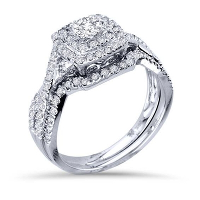 43 ADET 0.43ct Pırlanta Nişan Alyans 18K Beyaz Altın Renk ODM