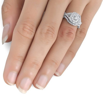 43 ADET 0.43ct Pırlanta Nişan Alyans 18K Beyaz Altın Renk ODM