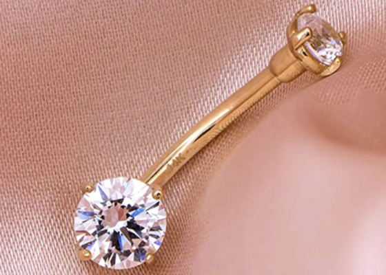 14g Altın Piercing Takı Göbek Halkası Dia 8mm Pençe El Ayar Tipi