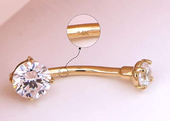 14g Altın Piercing Takı Göbek Halkası Dia 8mm Pençe El Ayar Tipi