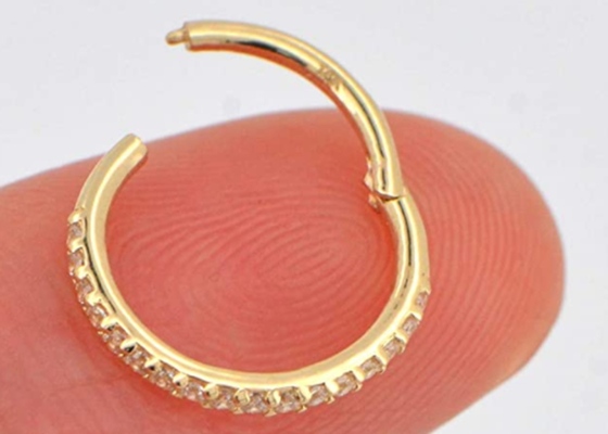 Halka Şekli 16g Altın Kıkırdak Küpe Düğün için 1.2 × 8mm Boyut