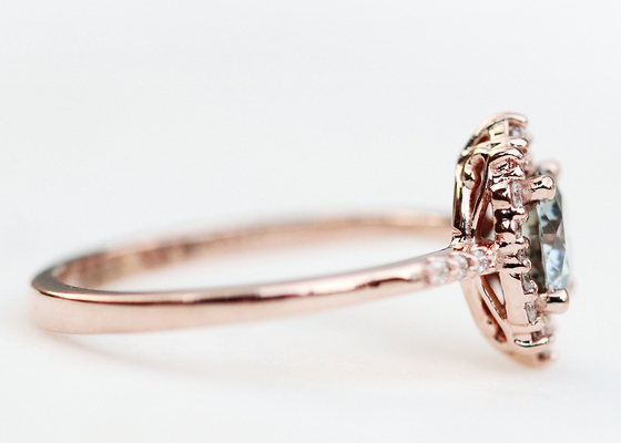 1.2ct 1 adet Mozanit Alyans Kadınlar Için 14K Rose Gold Malzeme