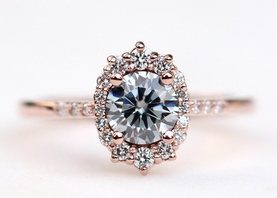 1.2ct 1 adet Mozanit Alyans Kadınlar Için 14K Rose Gold Malzeme