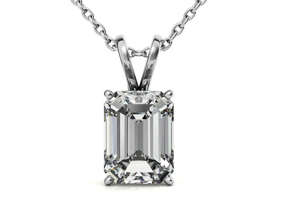 1.05ct Zümrüt Kesim 14k Altın Kolye Çapı 7×5mm Çerçeve ayarı Tipi
