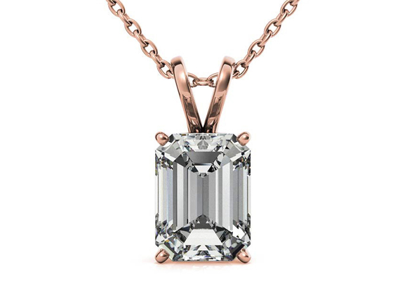 1.05ct Zümrüt Kesim 14k Altın Kolye Çapı 7×5mm Çerçeve ayarı Tipi