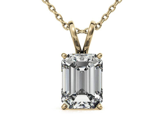 1.05ct Zümrüt Kesim 14k Altın Kolye Çapı 7×5mm Çerçeve ayarı Tipi