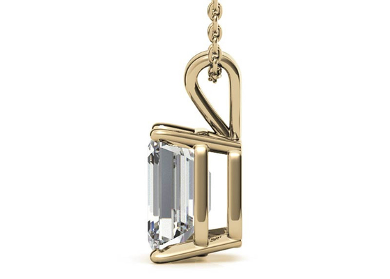 1.05ct Zümrüt Kesim 14k Altın Kolye Çapı 7×5mm Çerçeve ayarı Tipi