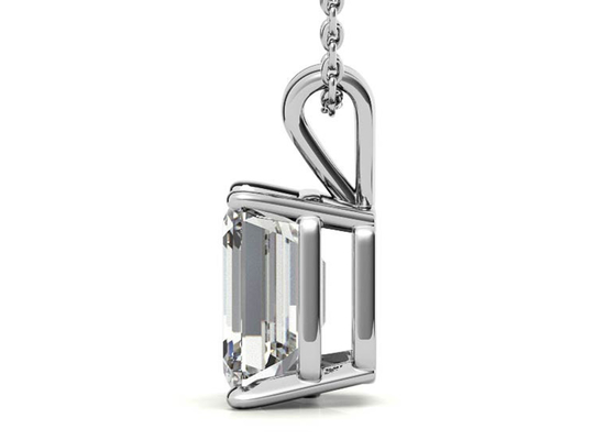 1.05ct Zümrüt Kesim 14k Altın Kolye Çapı 7×5mm Çerçeve ayarı Tipi