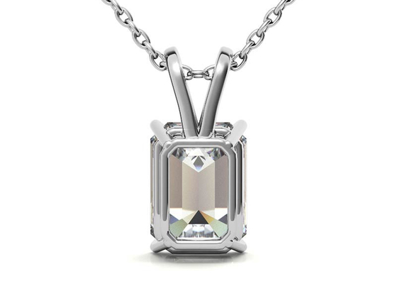 1.05ct Zümrüt Kesim 14k Altın Kolye Çapı 7×5mm Çerçeve ayarı Tipi