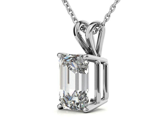 1.05ct Zümrüt Kesim 14k Altın Kolye Çapı 7×5mm Çerçeve ayarı Tipi