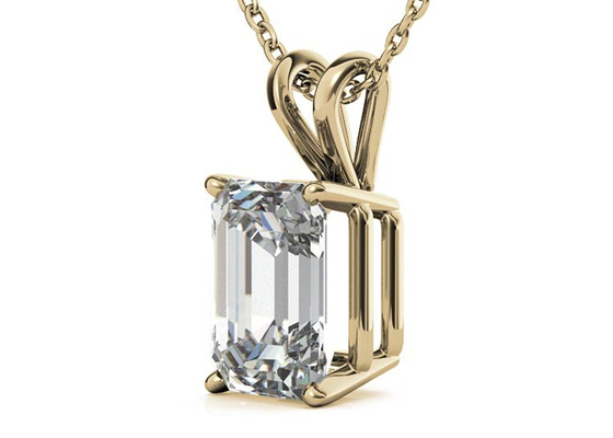 1.05ct Zümrüt Kesim 14k Altın Kolye Çapı 7×5mm Çerçeve ayarı Tipi