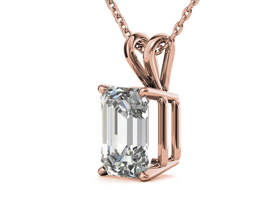 1.05ct Zümrüt Kesim 14k Altın Kolye Çapı 7×5mm Çerçeve ayarı Tipi