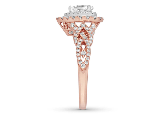 7ct 8ct 18K Rose Gold Yüzük, Nişan ve Alyans Seti 7.0mm Armut Kesim