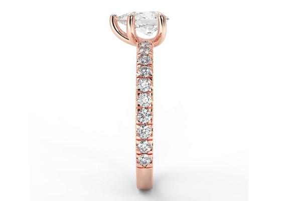 Wedding18K Rose Gold Yüzük Armut Kesim 0.80ct DGC Sertifikası ODM
