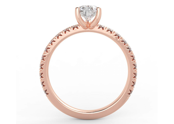 Wedding18K Rose Gold Yüzük Armut Kesim 0.80ct DGC Sertifikası ODM